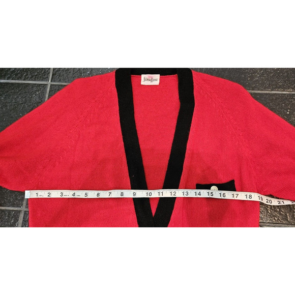 Vintage Neiman Marcus Sweater Large Red Cashmere Cardigan Oversized Old Money - Picture 5 of 7